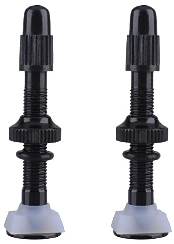 Azarxis Vástago de Válvula Tubeless Presta 40 mm / 60 mm Aleación de Aluminio Súper Ligera para Bicicleta (Negro - 40 mm - 2 Pcs)
