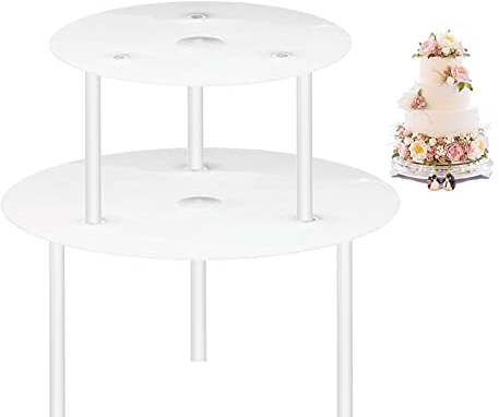 LdawyDE Alzatina per Dolci a Piani, Alzatina per Torta con 2 Piatti Separatori (16cm, 20cm) & 6 Torte Bastoncini Per Supporto (23cm) Alzata per Torta Impilate a Più Livelli Che Decorano per Dolci