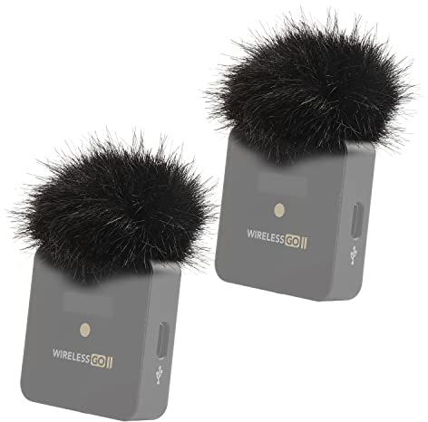 YOUSHARES Mikrofon Windschutz Kompatibel mit RODE Wireless Go 2, Profi Pop Filter Entwickelt für Wireless GO II Ultrakompaktes Wireless Mikrofonsystem GO II Furry Windschutzscheibe Zubehör(2PCS)