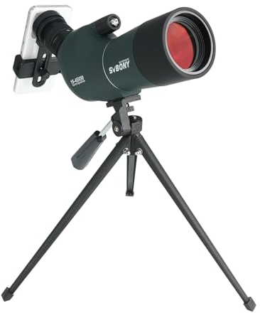 Svbony SV28Plus Spektive mit Stativ, 15–45x50mm mit Telefonadapter, BAK4 A5 Weinrote FMC, IP65 Wasserdicht, Beschlagfrei, Langstrecken-Spektiv für Zielschießen, Vogelbeobachtung