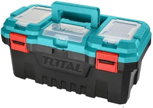 TOTAL - Boîte à Outils Modèle TPBX0 | Avec Fermeture Métallique | Avec 2 Compartiments de Rangement | Avec Plateau en Plastique Séparé | Dimensions 436 x 220 x 205 mm | Plastique | Bleu