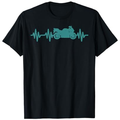 Biker Motorcycle Heartbeat Cool Motorbike Men Women Kids T-Shirt
