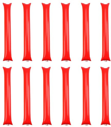 Niuhong 12 Pcs Bâtons d'Encouragement Tapette Gonflable Plastique Bâton Bam Bam Claquements Mains Jouer Cheerleading Fans Spectateurs Événements Sportifs Fête d'anniversaire Carnaval (Rouge)