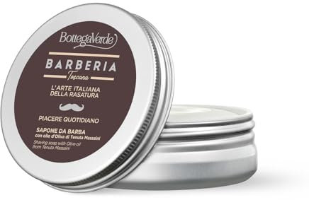 Bottega Verde - Barberia Toscana, Sapone da Barba, 100 gr, con Olio d'Oliva di Tenuta Massaini