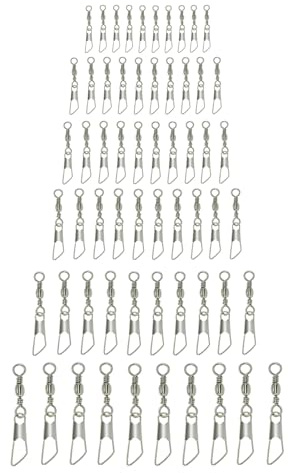 DHWEKU 60 Pezzi girelle da Pesca Trota Pesca in Acciaio Inox con moschettone, Esche da Pesca per Acqua salata, Accessori per la Pesca in 6 Dimensioni 6# 7# 8# 9# 10# 12#