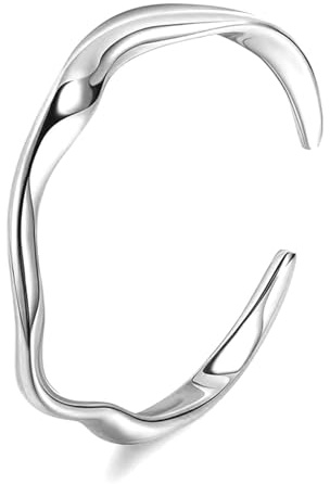RIXERKOC Pulsera de oro para mujer, pulsera ajustable de metal abierto, 18K Chapado en Oro Abierto Pulsera Acero Inoxidable Joyería Mujeres Navidad Cumpleaños Regalos con Caja regalo (Plata)