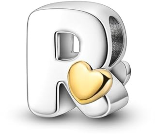 KUNSIR R Alfabeto Charms Abalorios Colgante para mujer, plata de ley 925, compatible con pulseras y collares Pandora, compatible con pulseras europeas para mujeres y niñas