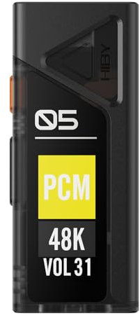 HiBy FC5 - Amplificador de auriculares portátil Hi-Fi DAC con pantalla OLED de 1.1 pulgadas, PCM, 768 kHz, DSD512, MQA, 8 x 3.5 mmPO + 4.4 mmBAL