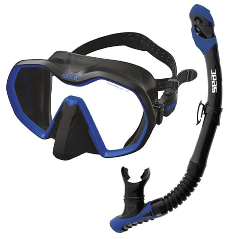 SEAC Set bis Icona Dry, Set Maschera Frameless e Snorkel Dry di Alta qualità per Immersioni Subacquee