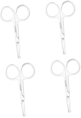 PACKOVE 4 Pezzi forbici per del naso strumento per modellare la barba forbici da barba rimozione dei del naso cura delle sopracciglia Acciaio inossidabile Argento