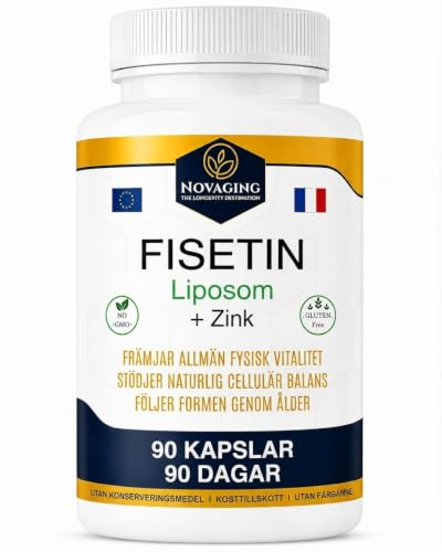 Liposomal Fisetin 500mg, 90 Veganska Kapslar, 3 Månader, Anti-Åldrande | Naturlig senolytisk polyfenol, autofagi, cellskydd. Testad utan GMO eller allergener. Formulerad i Frankrike. NovAging®