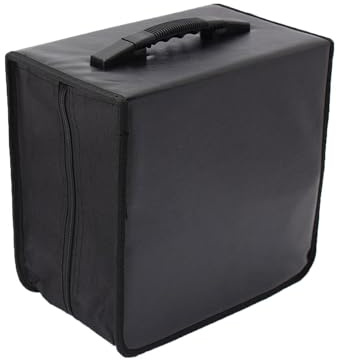 KSJOAIDDE Bolsa de almacenamiento para CD, bolsa de almacenamiento de CD de viaje con asa para CD y DVD, Black, 31.5cmx28cmx11.5cm, como se muestra en la