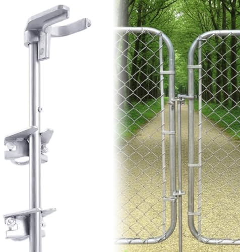 Hicarer 36 Chain Link Drop Rod for Double Gate Heavy Duty Pull Style Fence Gate Latch for 1-3/8 Chain Link Fence Frame Galvanized Steel Latch