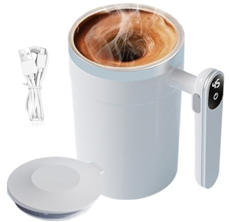 Tktouci Taza De Café Con Automezclado,Mezclador Magnético Automático 400ml | Taza de Mezcla Magnética con Pantalla LCD de Temperatura - para Oficina Bebidas Té Latte Chocolate