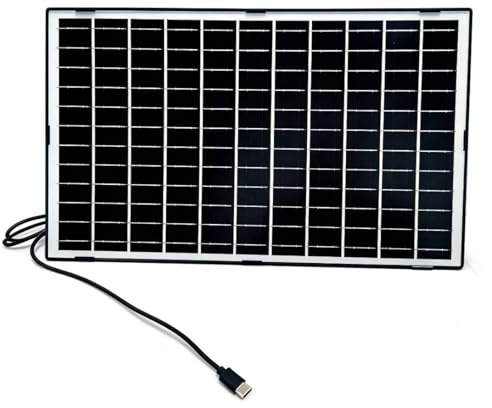 SECUPOE 15 W solpanel 5 V typ-C-utgång, bärbar solladdare med rund DC-portadapter för utomhussäkerhetskameror, IP65 vattentät monokristallint silikon för telefoner, campingutrustning