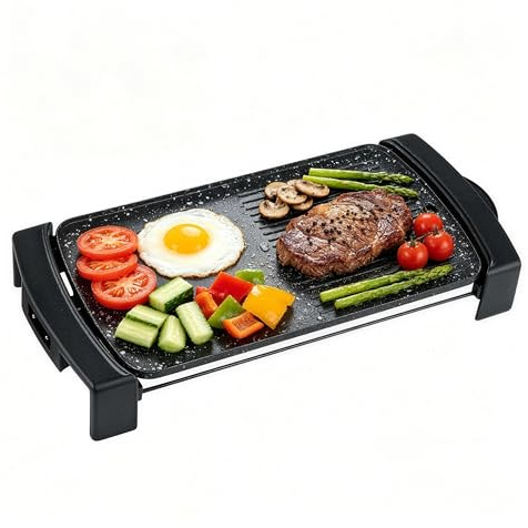 TANGZON 2-in-1 Electric Grill and Griddle, 2150W Table Top Grill | Non-Stick Flat and Ridged Cooking Plate, Adjustable Temperature, Cool-Touch Handles, Removable Drip Tray for Indoor Meals