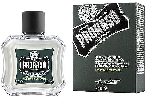 Proraso Balsamo Barba Dopo Rasatura Cypress & Vetyver, 100ml, Balsamo dopobarba uomo profumato per maggiore morbidezza e pettinabilità, Made in Italy