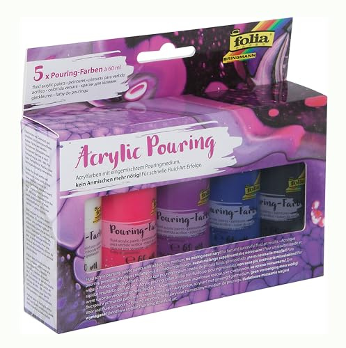 folia 35119 – Pouring Lot de 5 couleurs intenses de 60 ml, avec mélange de mélange de pouring
