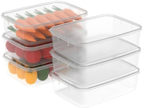 Cetomo 3.5L*6 Recipientes para congelación y conservación de alimentos, contenedores para nevera con tapa, aptos para congelación, nevera y microondas, plástico sin BPA, transparentes, 3.5L - Set de 6
