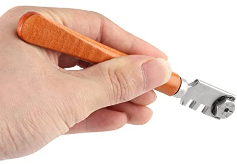 Fdit Coupe-Verre à Six Roues en carbure, Coupe-Verre Multifonctionnel Professionnel de 130 mm, pour la Coupe de plaques de Verre épaisses pour la Coupe de Carreaux de céramique en Verre Miroir