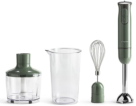 Tognana Iridea, frullatore a immersione con frusta sbattitore, bicchiere da 600 ml e tritatutto da 500 ml, verde salvia