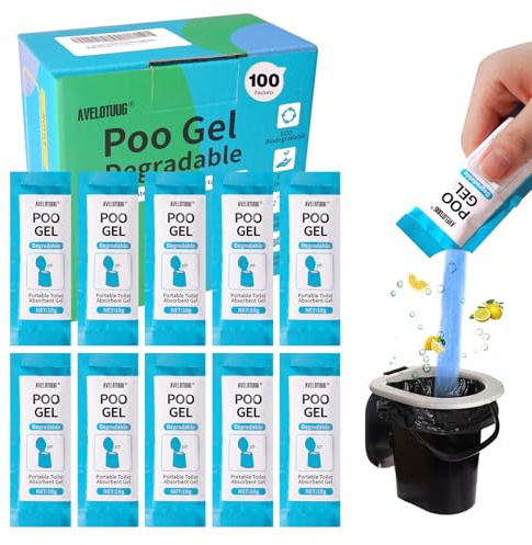 Gel absorbente de inodoro portátil, paquete de 100 unidades de gel para inodoro de camping, residuos sólidos y orina, gel ecológico para recreación al aire libre, senderismo, tratamiento desodorizante