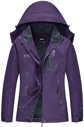 DCmount Giacca Antipioggia Donna Giacca a Vento Giacca Impermeabile Donna con Cappuccio Antivento Leggera per Trekking
