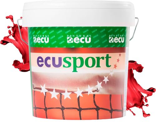 PINTURAS ECU - Pintura Suelos, Garajes y Pavimentos Deportivos en general -4L - Acabado Mate - Protege y decora las superficies de hormigón, cemento y asfalto (Rojo, 4 Litros)
