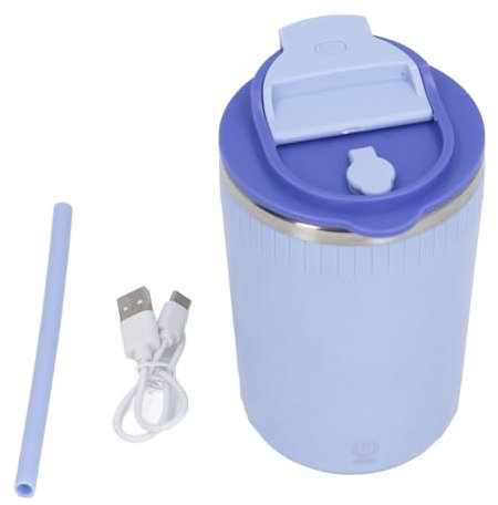 RiToEasysports Rechargeable Self Stirring Cup, 380ml Stainless Steel Mug To Stir Coffee Milk Tea Portable Automatic Mixing with USB for Office Travel (Purple)