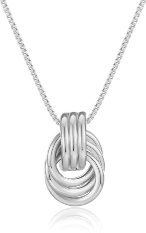 FILMOON Small Knot Pendant Necklace for Women Statement Silver Necklace Fashion Jewelry