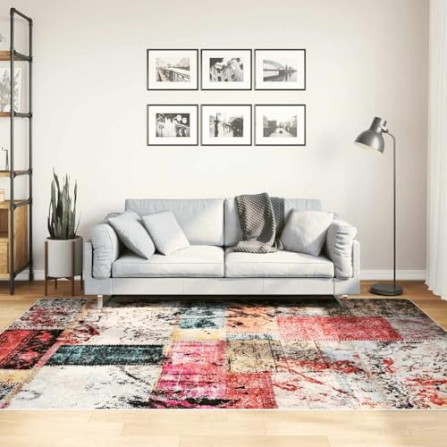 Yunovire Tappeto patchwork lavabile, multicolore, 150 x 230 cm, antiscivolo, in velluto, morbido, fonoassorbente, design moderno, per soggiorno, camera da letto e casa
