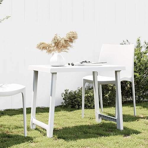 YuuSsea Camping Table White 79x56x64 cm, PP Wooden Look Outdoor Dining Table, Patio Garden Furniture with Parasol Hole, Lightweight & Durable for Picnic & Deck