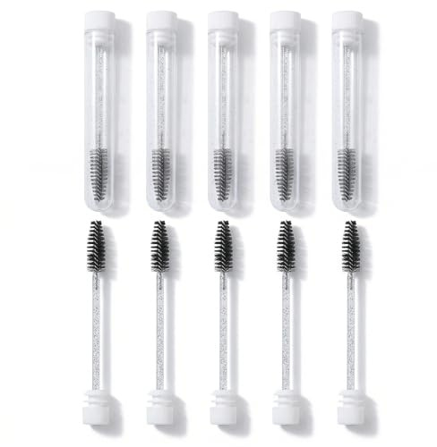 JYXNU 10 Pcs Cepillos para Pestañas, Tubos de Varita de Rímel Vacíos, Tubo de Cepillo para Pestañas,cepillo de cejas para Extensiones y accesorios de maquillaje de ojos,negro