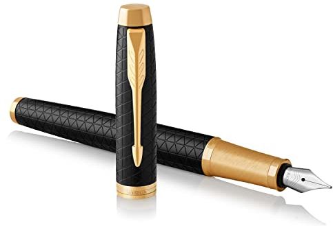 Parker IM Füller | Premium Black | Füllfederhalter mit mittlerer Feder | blaue Tinte | Geschenkbox