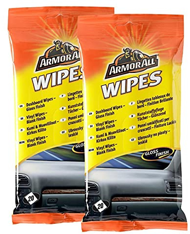 Armor All Wipes Kunststoff Pflegetücher glänzend 20 Tücher - Reinigt, schützt und verleiht Glanz in einem Arbeitsgang (2er Pack)