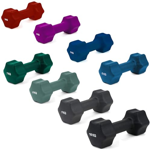 Sport-Thieme Neopren-Hantel | Sechseckige Kurzhantel mit griffiger Neopren-Beschichtung | In 8 Varianten erhältlich: 3-10 kg | Versch. Farben | Lieferumfang: 1 Hantel