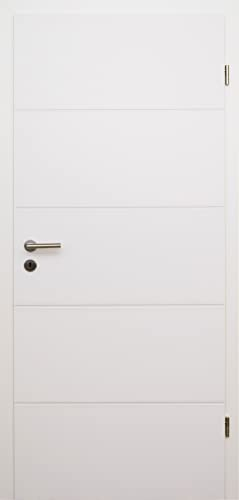 HORI® Zimmertür Valencia Weißlack RAL9010 Röhrenspan Eckkante | Innentüre, Türblatt, passende für alle Standard Zargen mit DIN Größe I 1985 x 610 mm I DIN Rechts