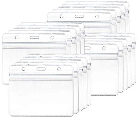 Fundas para tarjetas de identificación, 20 unidades, de plástico transparente, impermeables, para tarjetas de identificación