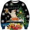 Fanient Weihnachtspullover für Herren 3D Drucken DJ Cat Muster Ugly Christmas Sweater L