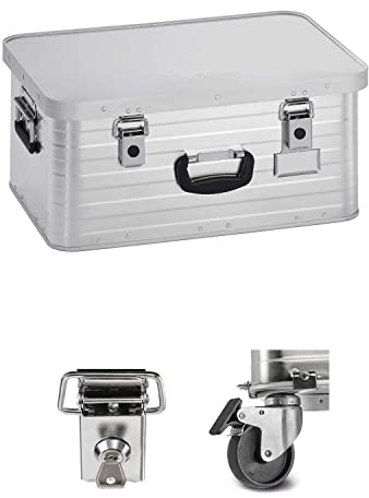 Enders Alubox 47 L mit Schloss Set + Transportrollen - Aluminium Box 1 mm Wandstärke, spritzwasserdicht, stapelbar - Alu Box, Alukiste, Metallbox - verwendbar als Transportbox, Lagerbox, Werkzeugkiste