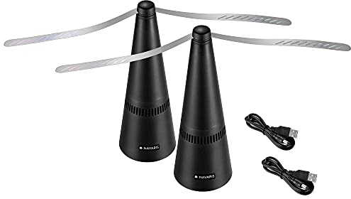 Navaris Electronic Fly Repeller Fan - Outdoor and Indoor Insect Repellent Electric Fan for Mosquitoes, Bees, Wasps, Flies, Insects - Set of 2