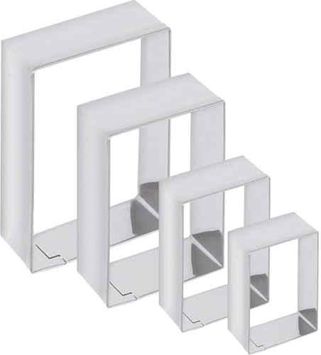 Rectangle cookie cutter ANCKNE Stainless Steel Rectangle Biscuit Molds Square Pastry Molds Fondant Cake Cookie Cutter Set 1 Inch Depth
