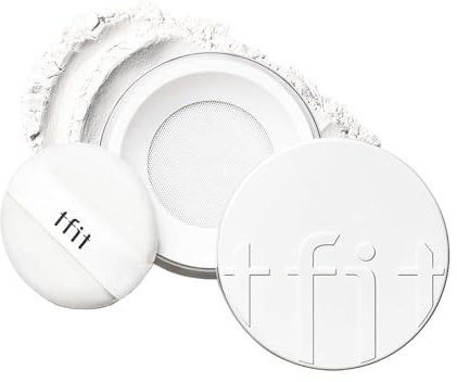 TFIT Genomskinligt ytbehandlingspulver - löst ansiktspuder, talgkontroll, silkeslen matt finish, lätt och hållbar koreansk smink, 0,24 oz. (01 vit, 0,24 uns)
