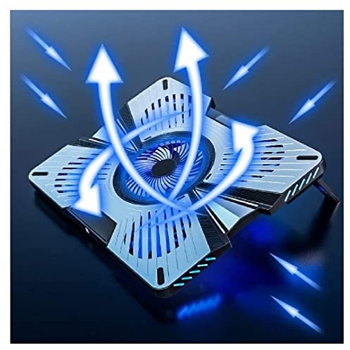 Base Refrigeradora Portátil Almohadilla De Enfriamiento Para Computadora Portátil RGB Con Borde LED 5 Ventiladores LED Azules Silenciosos Para Computadora Portátil De 12-17.3 Pulgadas Aluminio USB Ven