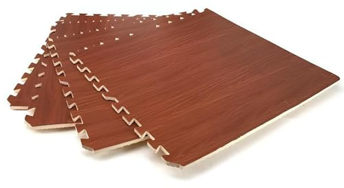 Donatif - Tappeto puzzle finto parquet a incastro - tappeto pavimenti in gomma finto legno - Gomma eva per allenamento e fitness casa