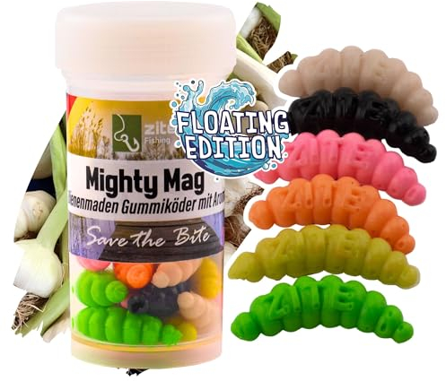 Zite Fishing Mighty Mag Floating Edition - Auftreibende Gummiköder Forellen-Angeln - Künstliche Bienenmade Knoblauch-Aroma - UV-Aktiv - Allround Farbmix