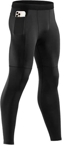 Niksa Leggings sportivi da uomo, confezione da 2, pantaloni da corsa aderenti, biancheria intima lunga ad asciugatura rapida, pantaloni a compressione per fitness, palestra, jogging, M