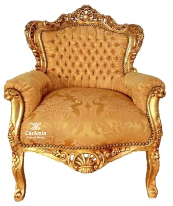 Poltrona oro francese Luigi XV retrò barocco stile rococò sedia divano in finitura oro per arredamento casa