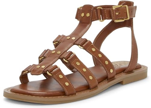 Vince Camuto Women's Claira Gladiator Flat Sandal, Caramello, 8