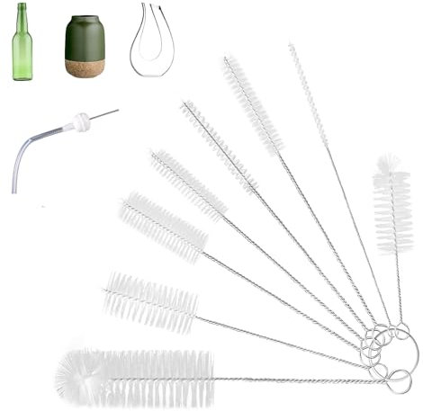 Cleaning Brush Set 8 Pcs Bottle Brush Cleaner Water Bottle Cleaning Brush for Nozzle Clean Drinking Straw Wine Bottle Cup Pipes Keyboard